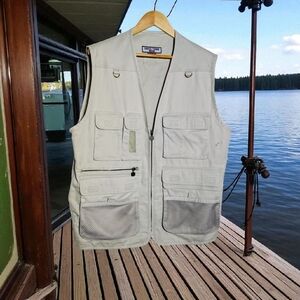 Vintage Dress Town York XXXL tan Fishing Vest Multi Pocket